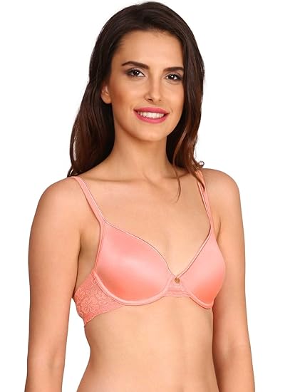 Jockey 2102 Women’s Underwired Padded Microfiber T-Shirt Bra – Medium Coverage with Lace Back & Adjustable Straps